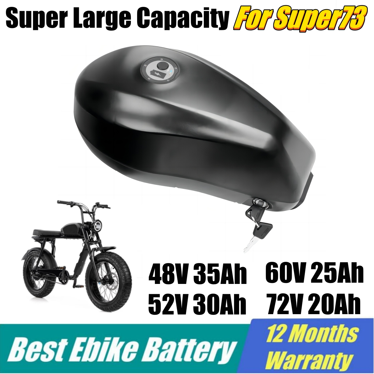 60V 30Ah 21700 Battery Pack - Penggantian Baterai Sepeda Listrik Super73 Paket